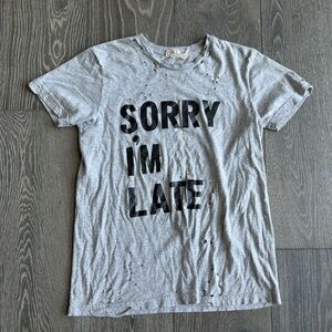 BALM 'Sorry I'm Late' Distressed Tee in Gray Size Small